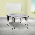 thumbnail image 2 of Flash Furniture Emmy 3 Piece Mobile 76" Oval Wave Flexible Grey Thermal Laminate Activity Table Set-Standard Height Adjustable Legs, 2 of 14