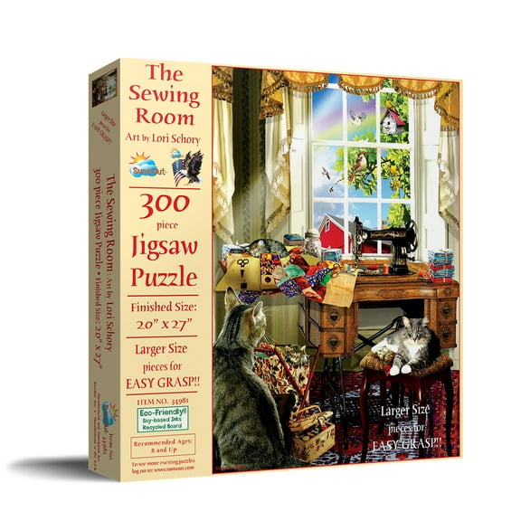 SUNSOUT INC - The Sewing Room pc - 300 pc Jigsaw Puzzle by Artist: Lori Schory - Finished Size 20" x 27" - MPN# 34981