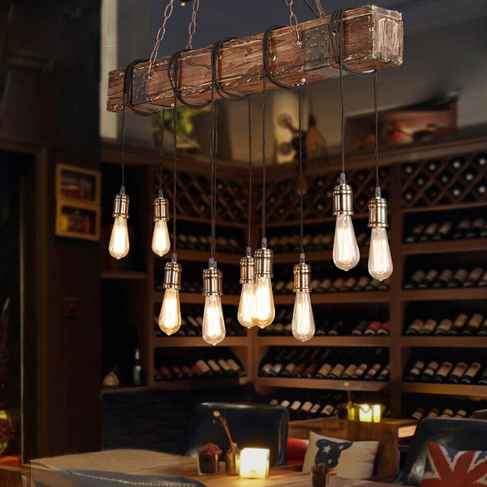 Wooden Beam Light Rustic Farmhouse Chandelier Wooden Pendant Light Fixture