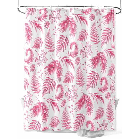 Fsddascl Botanical Pink Shower Curtain Set - Standard 72" x 72" Washable Bathtub Curtain with 12 Hooks, Vintage Ferns Herbs Country Plant Leaf Waterproof Fabric Stall Shower Curtains for Bathroom