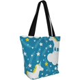 thumbnail image 2 of Sac Fourre-Tout Floral Dessiné à la Main Extra Large Imperméable en Toile Sacs d'Épicerie Réutilisables Sacs de Rangement Portables, 2 of 6