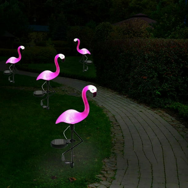 Solar Powered Pink Flamingo LED Light Ornament Garden Outdoor Patio