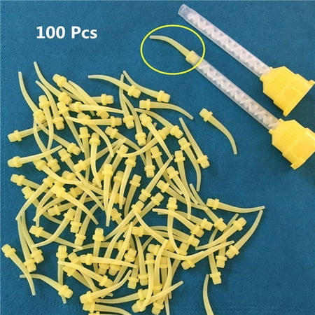 100/500Pcs Intra Oral Dental Impression Mixing Syringe Tips Yellow Intraoral