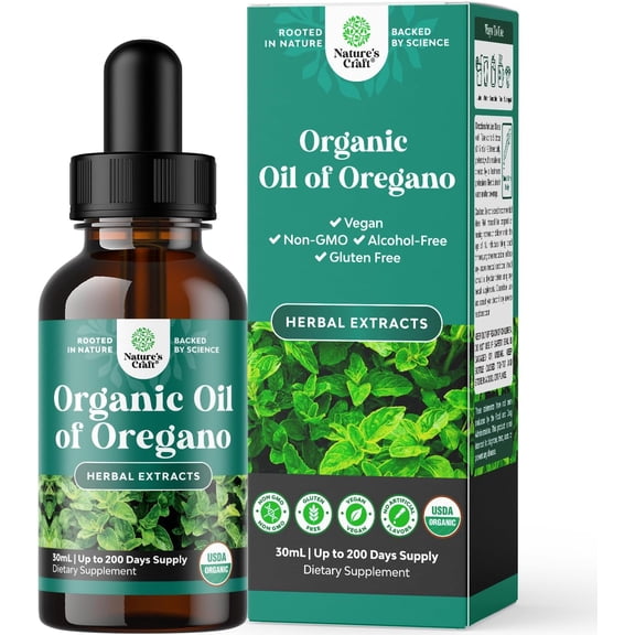 Natures Craft Organic Oregano Oil Liquid Dietary Supplements for Digestive Health and Immune Support, 1 fl oz