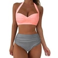 thumbnail image 1 of MKLEKYY Trajes De Baño Mujer Dos Piezas Women High Waisted Bikini Sexy Push Up Two Piece Swimsuits Vintage Swimsuit Two Piece Retro Ruched High Waist Print Bikini Set 1289, 1 of 5
