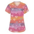 thumbnail image 2 of Fabrcox S-5XL Valentine Scrub Tops for Women Plus Size Love Heart Graphic Holiday Womens Scrub Tops V Neck Short Sleeve Nurse Uniform with Pockets, 2 of 5