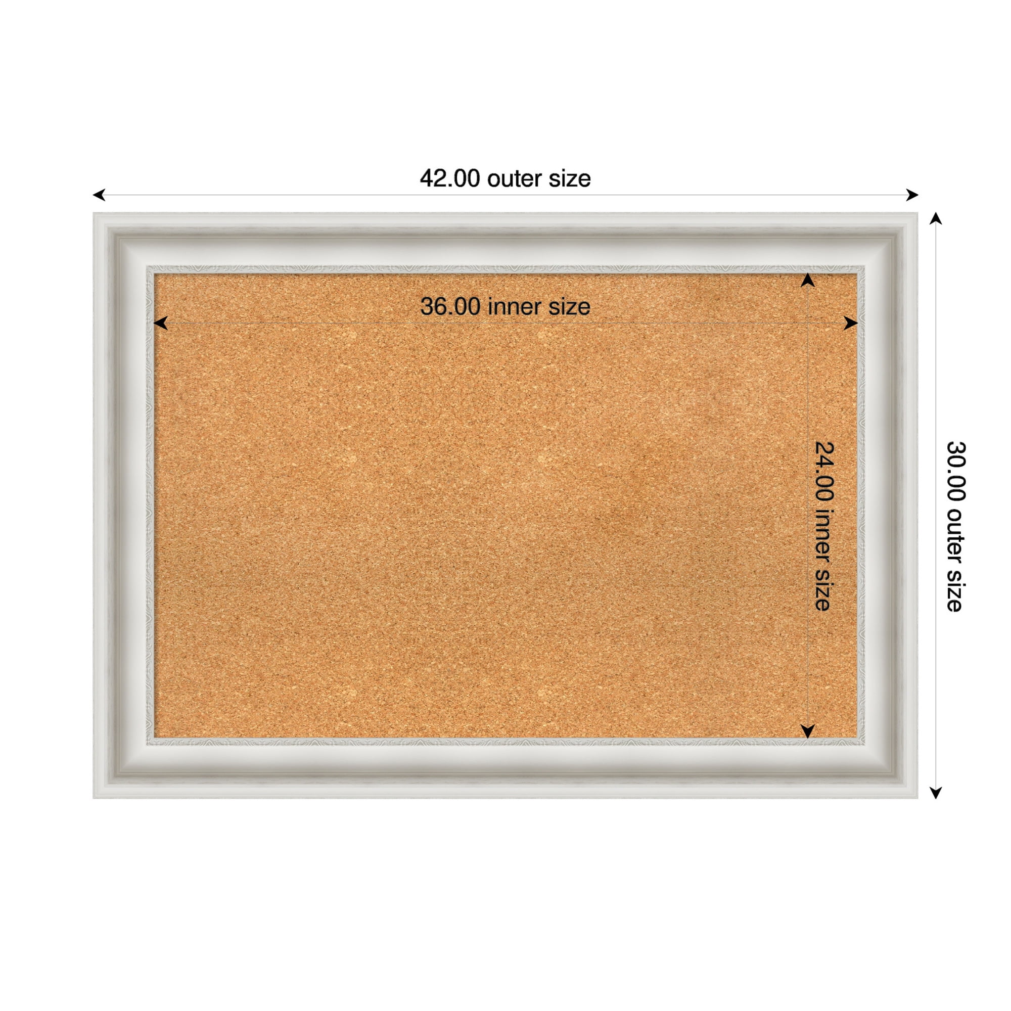 Amanti Art Natural Cork Board Framed Parlor White Bulletin Board 42 in. x 30 in.