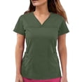 thumbnail image 4 of Ohufal Scrubs for Women, V Neck Short Sleeve Scrubs Tops Casual Solid Color Workwear T-shirts Work Uniform with Pockets, 4 of 8