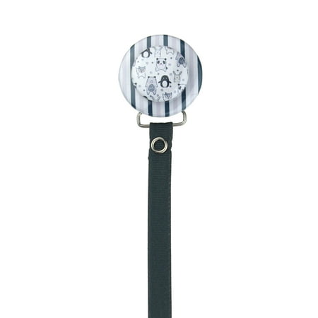 Panda Bears with Grey Stripes 3D Pacifier Clip