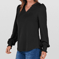 thumbnail image 2 of SOMER Womens Tops Fall Long Sleeve Shirts Business Casual V Neck Loose T-Shirts Dressy Work Tops with Smocked Cuffs, 2 of 6