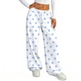 thumbnail image 4 of Women Polka Dot Sweatpants Drawstring Elastic Waist Baggy Barrel Leg Joggers with Pockets Casual Lounge Pants, 4 of 5