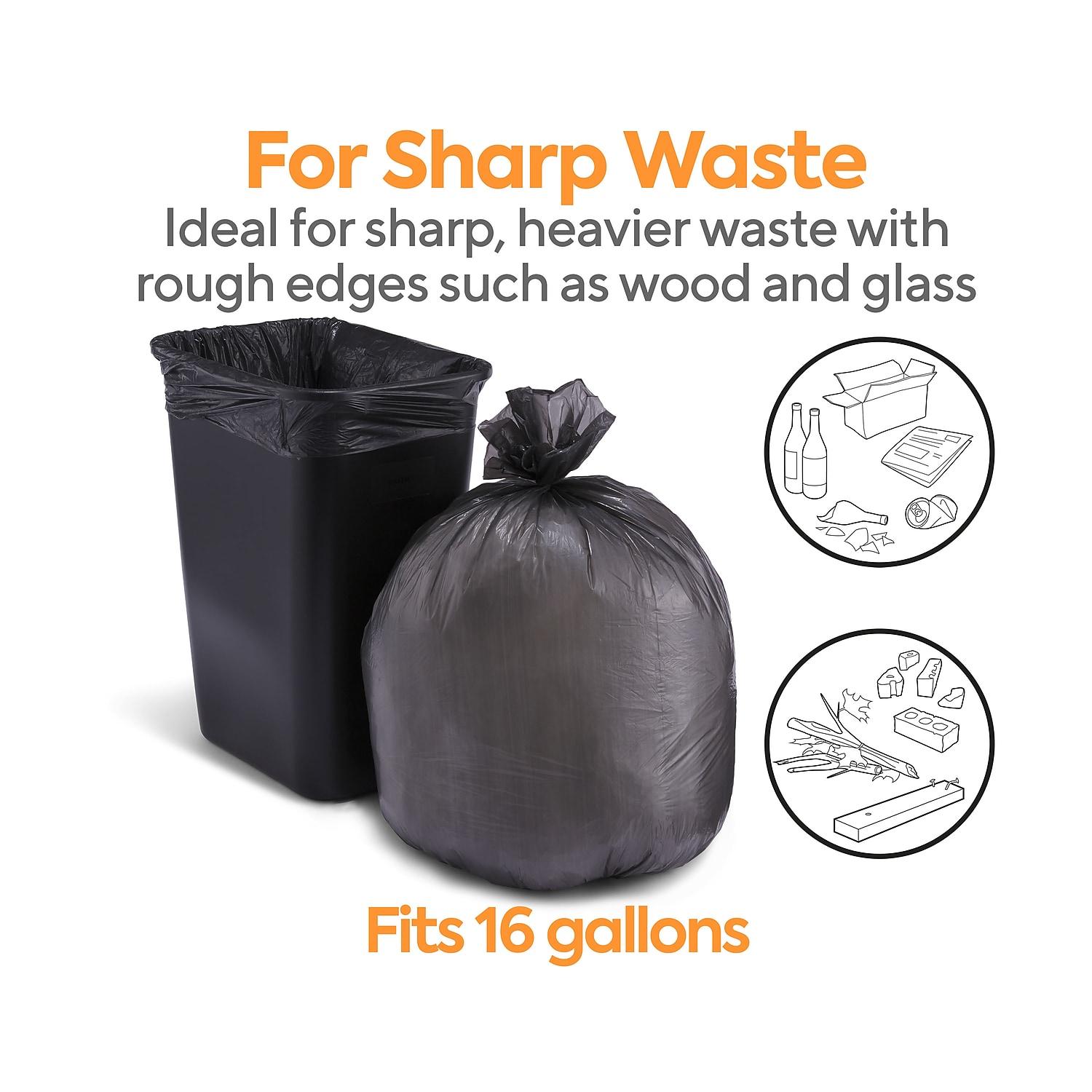 Staples Coastwide Professional 12-16 Gallon Trash Bag 24" x 32" Low Density 0.35 mil Black 1000