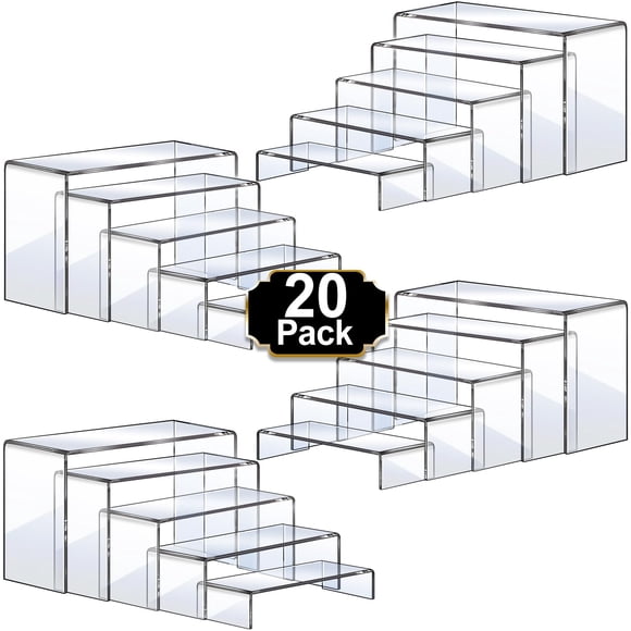 Juego de 4 soportes de exhibición acrílicos Aheroi, 20 unidades, transparentes