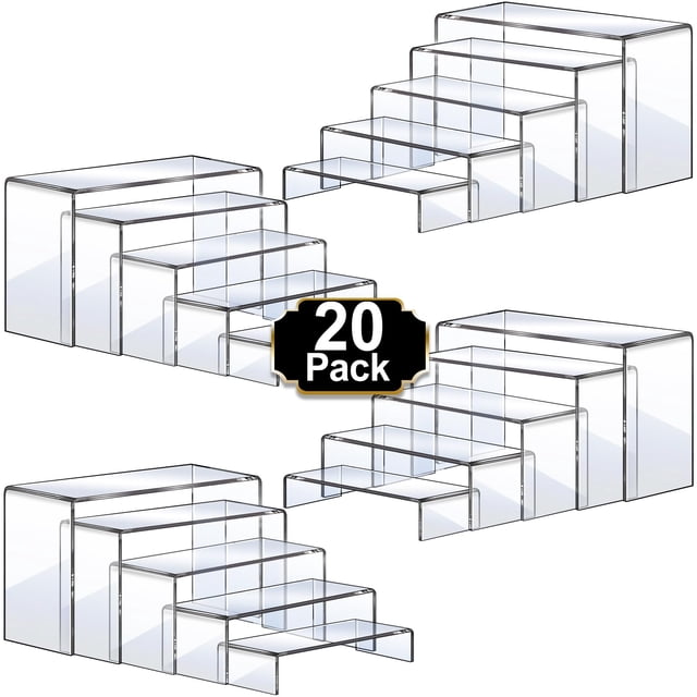 Juego de 4 soportes de exhibición acrílicos Aheroi, 20 unidades, transparentes