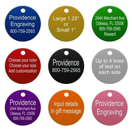 Pet ID Tags - Up to 8 Lines of Custom Engraving - Small Round - PURPLE