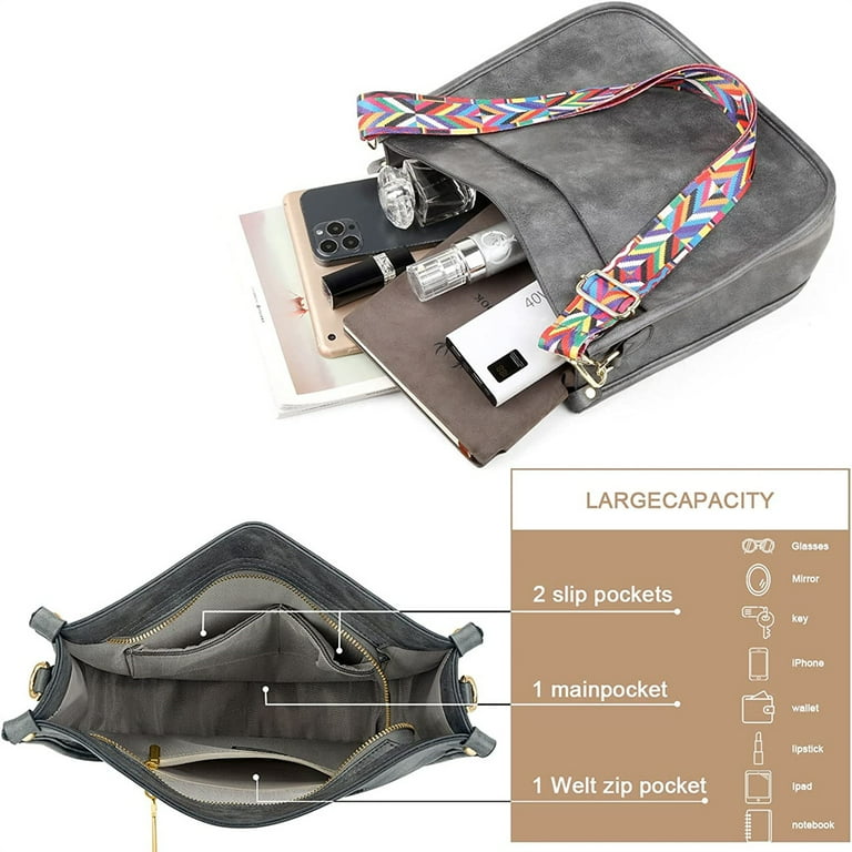 ショルダーバッグ HUECLOSET Pocket Vintage Leather Shoulder Bag 25KERO243 HKCLUF Crossbody Bags for Women Designer Leather Hobo