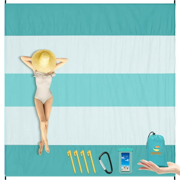 Manta de playa BYDOLL de nailon impermeable y resistente a la arena, 198 x 280 cm