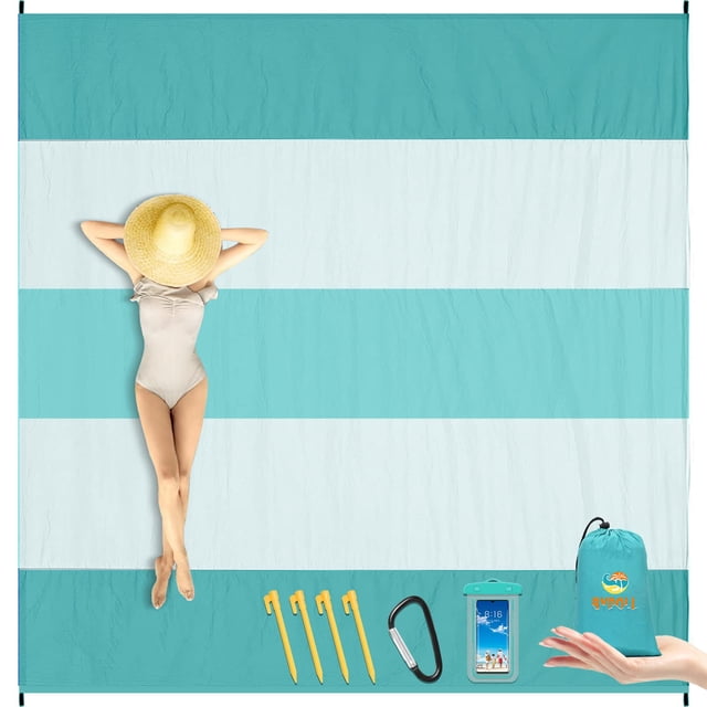 Manta de playa BYDOLL de nailon impermeable y resistente a la arena, 198 x 280 cm