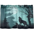 thumbnail image 2 of Coolnut Wolf Mountain Half Window Tier Curtains 24 Inch Blackout Thermal Insulating Kitchen Linen Tier Curtains for Kitchen, Bathroom, Cafe Home Decor, 2 of 7