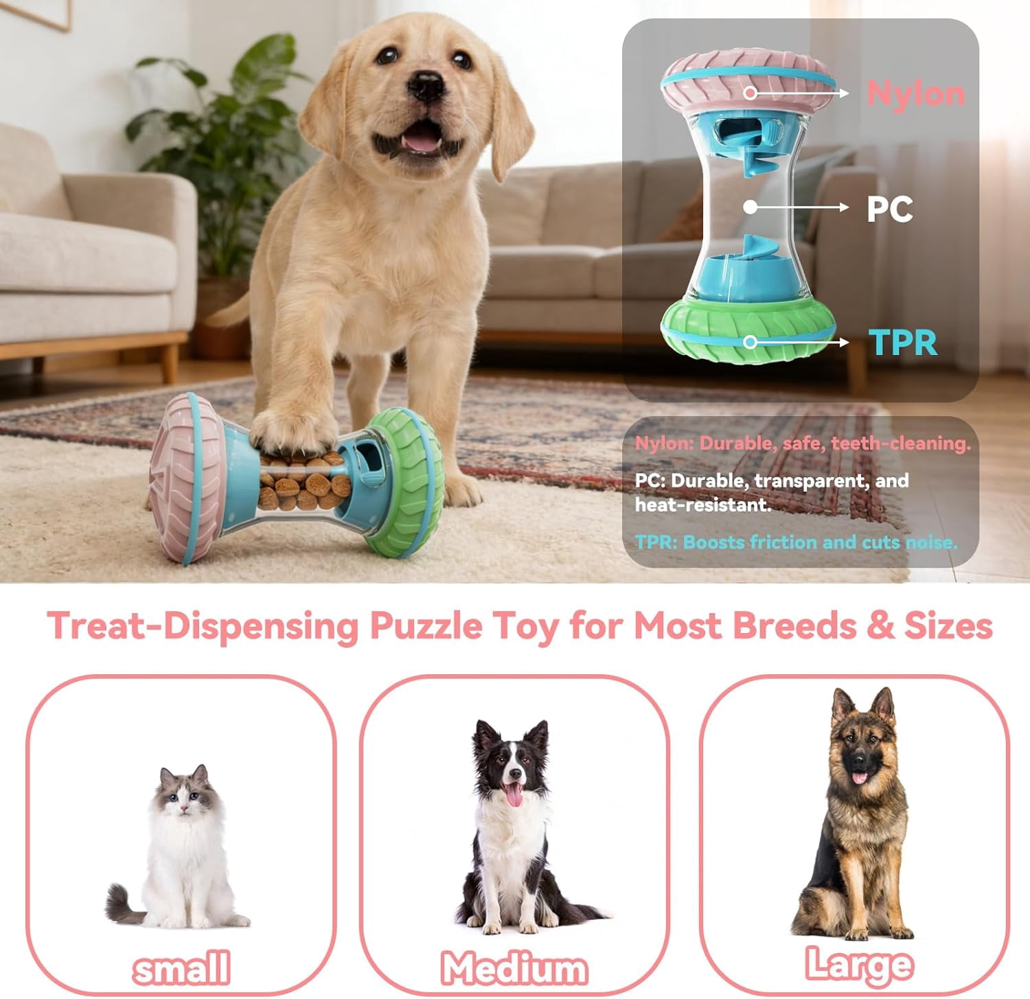 Interactive Dog Puzzle Toys for Small Medium Large Breed - Durable Smart Puppy Enrichment Dogs Toy to Keep Them Busy, Mental Brain Stimulation Treat Dispensing Training & Slow Feeder Pink