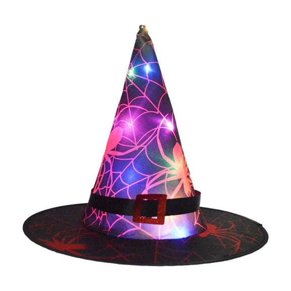 Light Up Witch Hat Halloween Decoration, 15 Inch LED Hanging Witch Hat, Battery Operated Lighted Hat for Indoor Outdoor Yard Tree Porch Decor