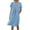 C-Blue679, variant on Women's V Neck Casual Dress Summer Beach Short Sleeve Comfortable Loose Fit Soft Lapel Midi Dress Linen Stylish Dresses