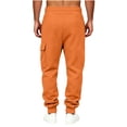thumbnail image 5 of Men's Cargo Joggers Solid Color Drawstring Sweatpants with Multi Pockets & Elastic Cuffs,Casual Fleece Pants, 5 of 5