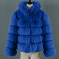 thumbnail image 5 of Odeerbi Faux Furry Coat for Women 2025 Warm Jacket Winter Solid V-neck Outerwear Blue, 5 of 5