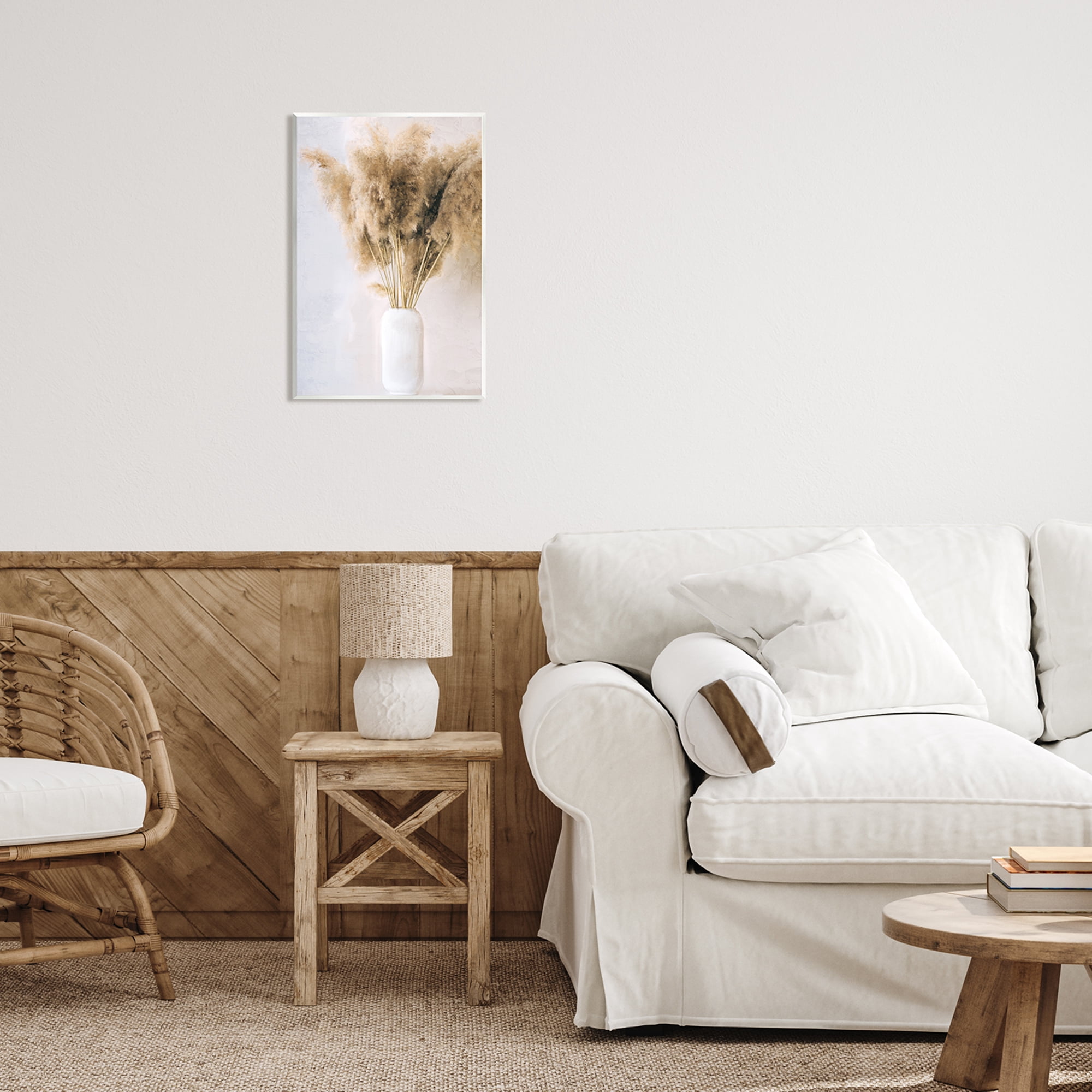 Stupell Industries Country Reeds in Vase Botanical & Floral Painting Unframed Art Print Wall Art, 13 x 19
