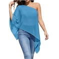 thumbnail image 3 of DDAPJ pyju Womens Sheer Poncho Shrug Elegant Chiffon Shawl One Shoulder Crop Ponchos Going Out Beach Cover Ups Asymmetrical Cape Sky Blue M, 3 of 8