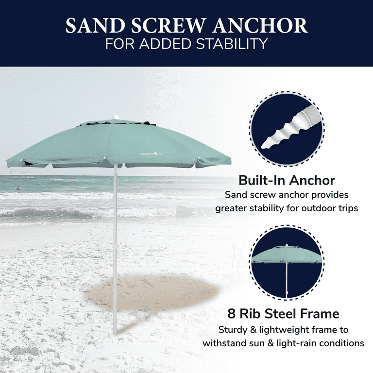 Caribbean Joe 7 Ft Tilting Double Canopy Beach Umbrella photo 5