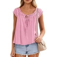thumbnail image 3 of PRETTYGARDEN Womens Tie Front Tank Tops Summer Fashion Cap Sleeve Babydoll Blouses Flowy Shirts Spring Going Out Outfits, 3 of 8