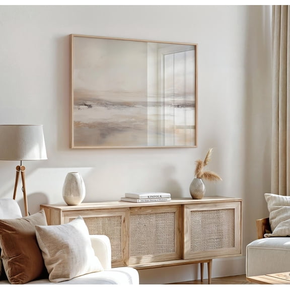 Beige Ocean Abstract Wall Art, Neutral Landscape Print, , Beige And Grey Tones, Modern Minimalist Decor UNFRAMED Poster, Wall Art for Decor, Present, 8x12