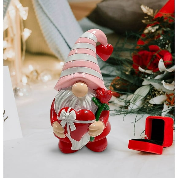 Adorno de Gnomo para el Día de San Valentín - Linda Decoración de Escritorio para Manualidades Del Hogar, Regalo Festivo para Amantes y Amigos, Figura de Gnomo Caprichosa para Decoración de Estante
