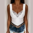 thumbnail image 2 of Tank Tops For Women Summer V Neck Solid Color Lace Camisole Vest Camisole Tops For Women, 2 of 5