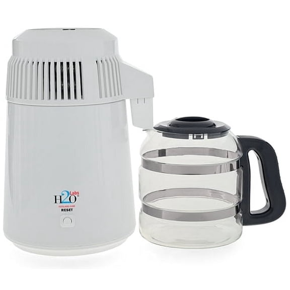 Best in Class White Baked-Enamel Home Water Distiller with Glass Carafe