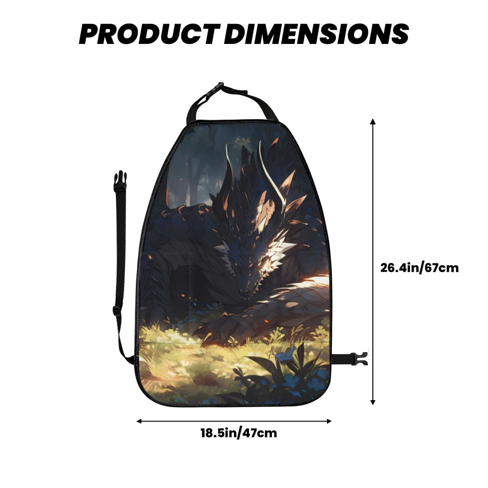 Kdxio Sleeping Dragon In Forest Print 2 Pack Car Kick Mat Seat Cover Back Protector Mat with Pockets for Organizer Backseat Protector and Storage Anti Kick Pad for Vehicles