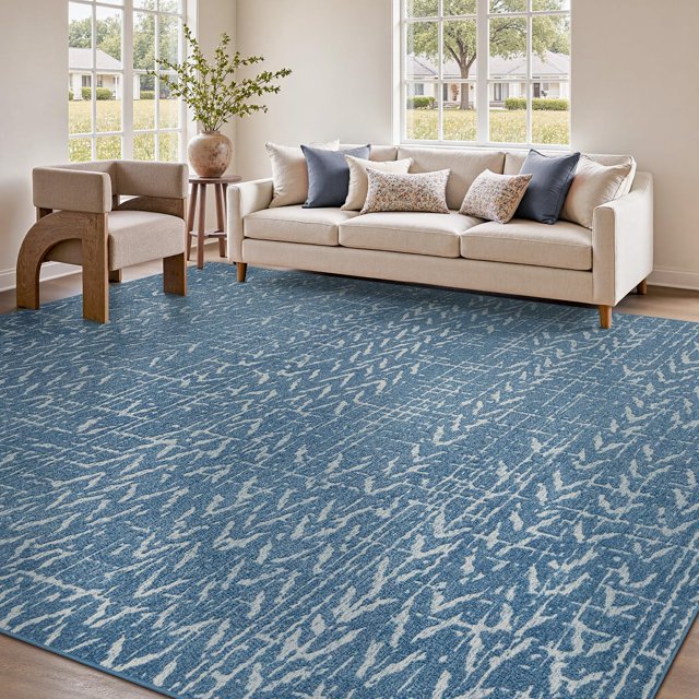 Area Rug x Rugs for Living Room Bedroom High Low Textu Jacquard Boho Neutral Carpet - Non Slip Machine Washable Rug Dining Nursery Living Room Farmhouse Rug