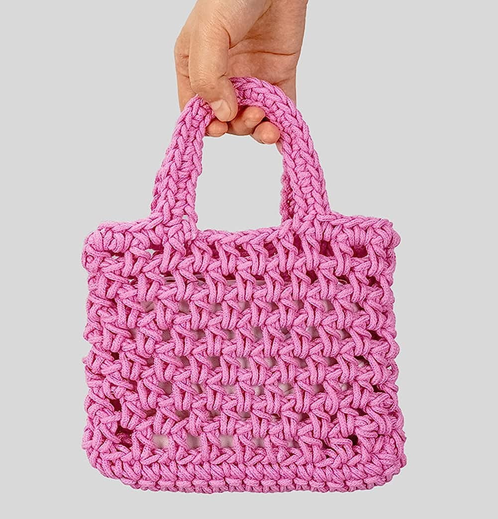Kukuzhu Crochet Knit Purse for Women Mesh Cotton Rope Tote Bag Summer Handwoven Handbag Beach Vacation Hobo Bag for Women