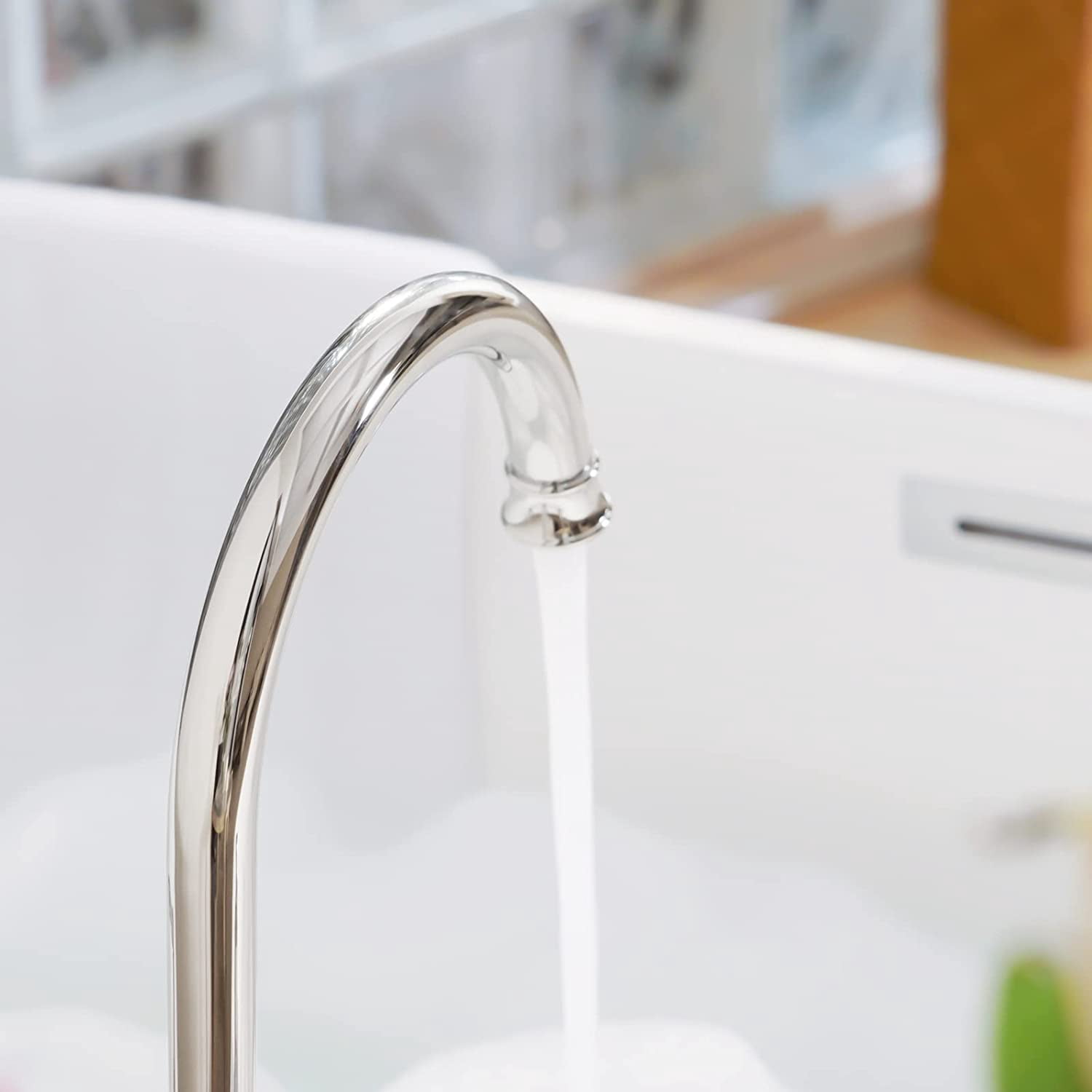 PARLOS High Arc 2-Handle Widespread Roman Tub Faucet with Valve & Faucet Supply Lines, Chrome