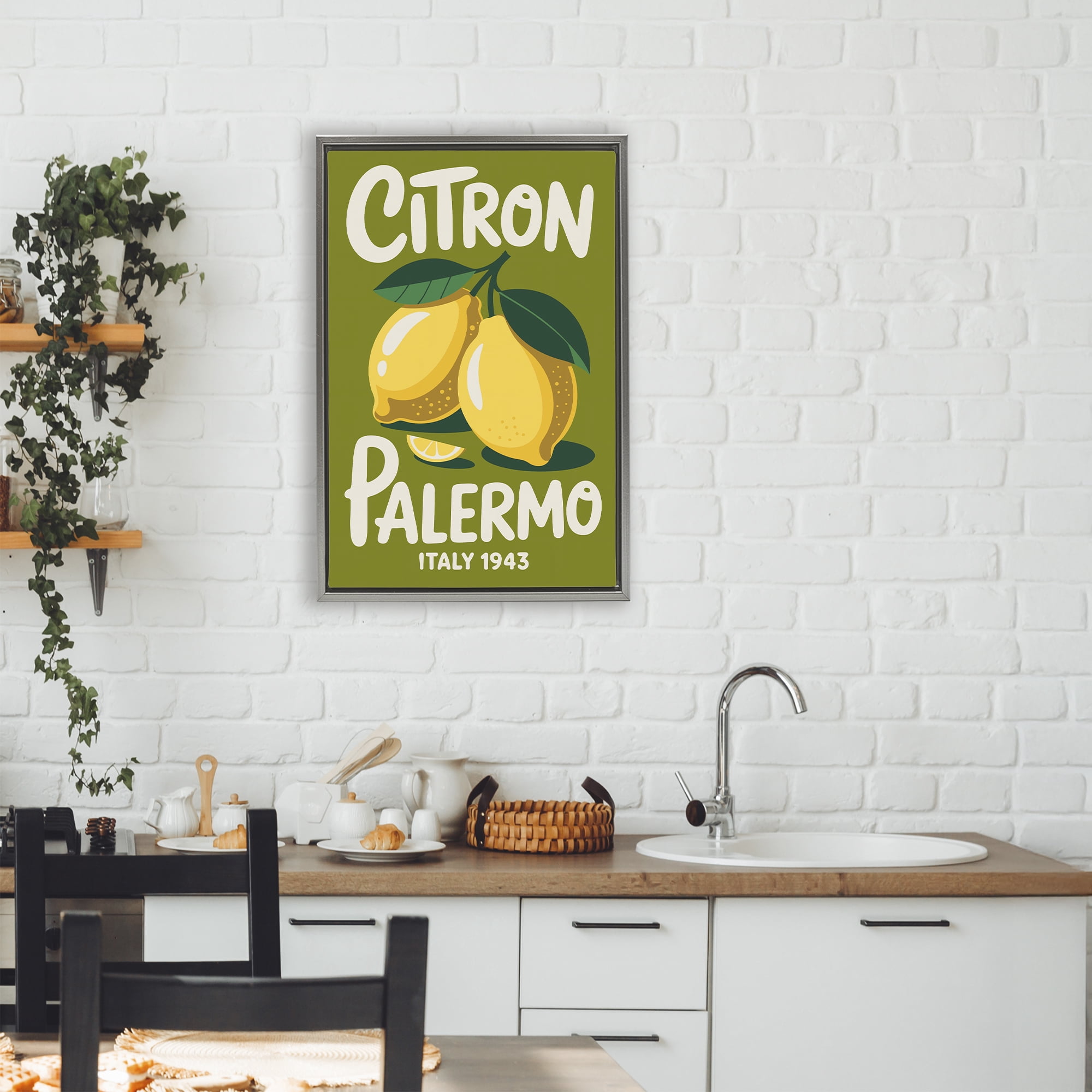 Stupell Industries Citron Palermo Lemons Gray Framed Floater Canvas Wall Art, design by Andreas Magnusson