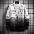 thumbnail image 2 of Suéter de moda coreana para hombre, suéter informal con elementos en inglés, cuello redondo, otoño e invierno, 2022, 2 of 4
