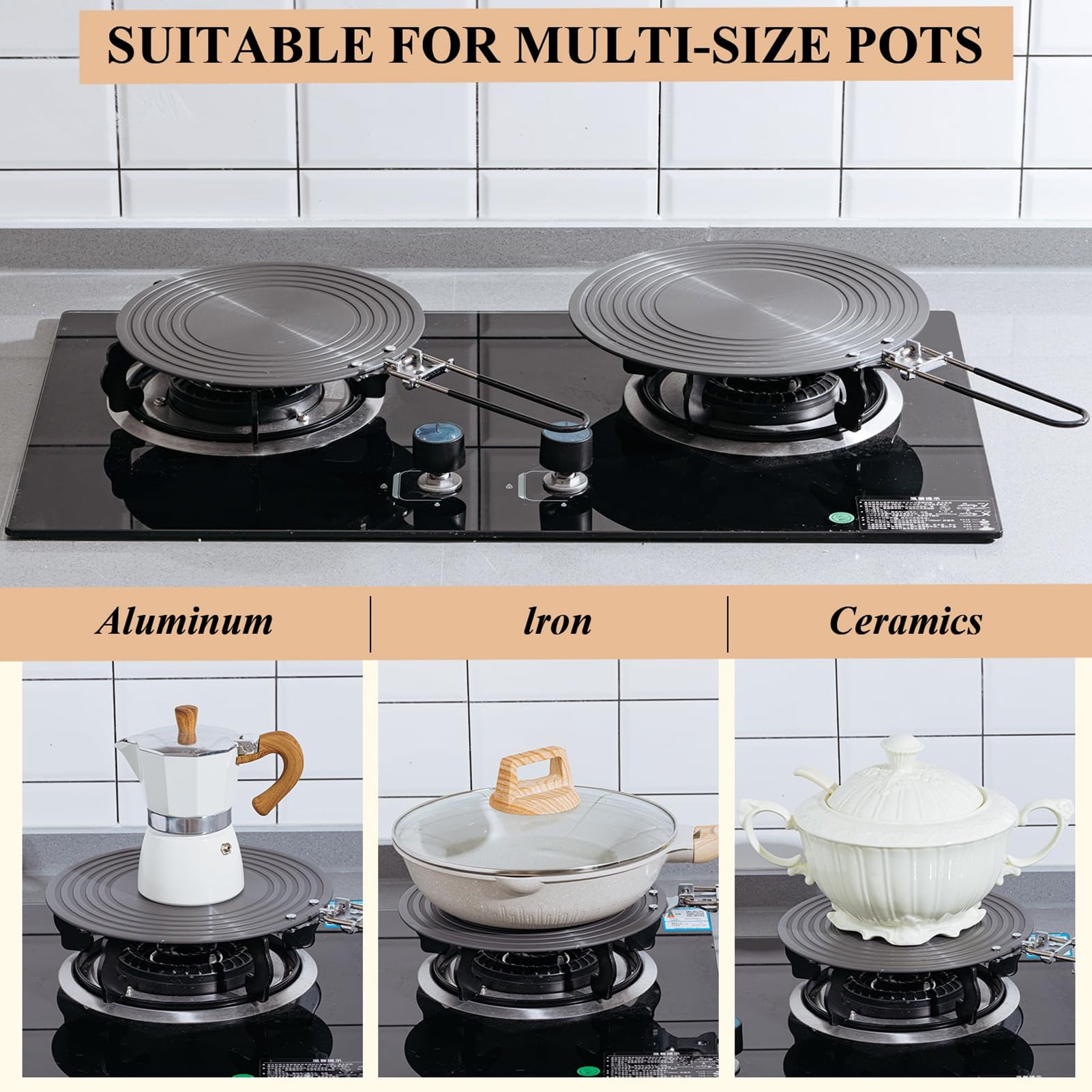 HomeLife Gas Stove Simmer Plate with Anti Scalding Handle Quick Heating Round Heat Diffuser Cookware Accessories
