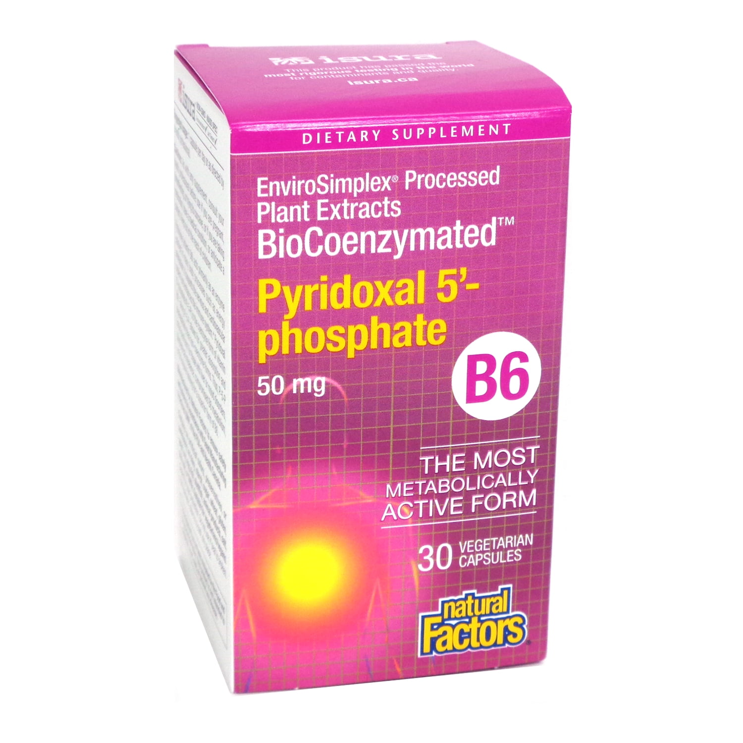Natural Factors Biocoenzymated Pyridoxal 5'phospahte B6 50 mg 30 Veg