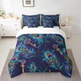 thumbnail image 2 of Peacock Feathers Comforter Set King Size with Sheets -7 Pieces Bed in a Bag Golden Keys Bedding Sets,Vintage Ancient Animal Fur Bed Set with Comforter,Sheets,Pillowcases & Shams, 2 of 5