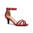 thumbnail image 1 of BLISSFUL STEP Chaussures pour Femmes en Faux Suède à Bride à la Cheville à Talon Kitten à Enfiler Brides Sandales Unies Rouge 8.5, 1 of 8