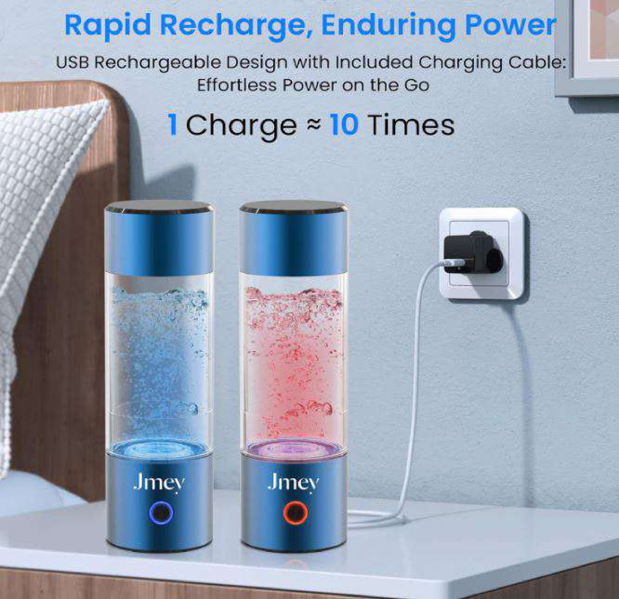5000PPD Rechargeable 9.5oz Hydrogen Water Bottle Generator Fitness Cycling