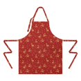 thumbnail image 2 of Red Christmas Golden Reindeer Apron-Garden Aprons for Women with Pockets-Cotton Linen Waterproof Kitchen Cooking Gardening Aprons Adjustable for Kitchen,Cooking,BBQ and Salon 32"x27", 2 of 7