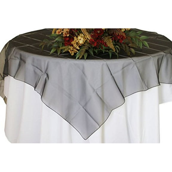 Organza Table Overlay Linen Table Cloth 80" X 80" Square(1 Piece) Black