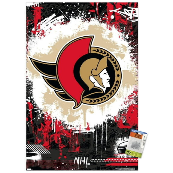 NHL Ottawa Senators - Maximalist Logo 23 Wall Poster with Pushpins, 22.375" x 34"